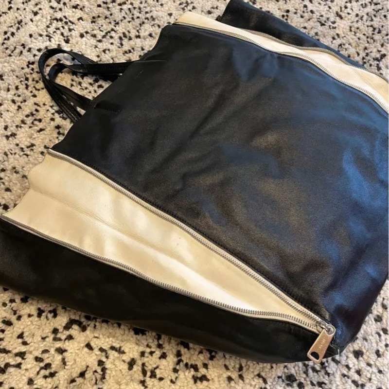 Celine Lamb skin Vertical Cabas Tote 黑色皮革手提包-4