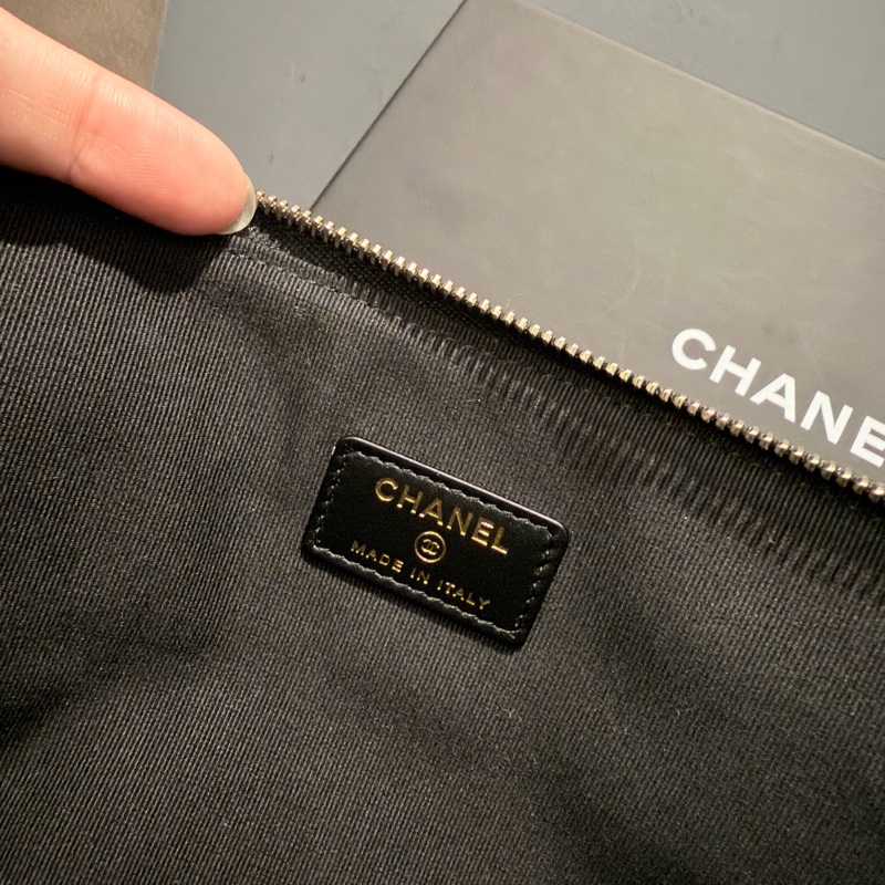 Chanel 香奈兒 絲絨 手拿包 黑-5