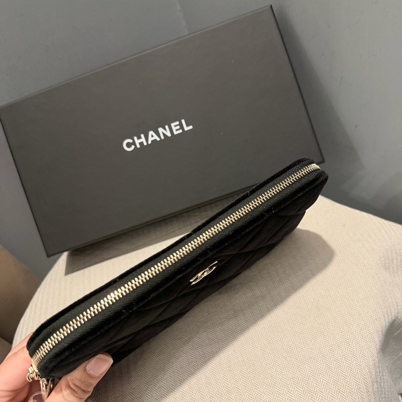 Chanel 香奈兒 絲絨 手拿包 黑-6