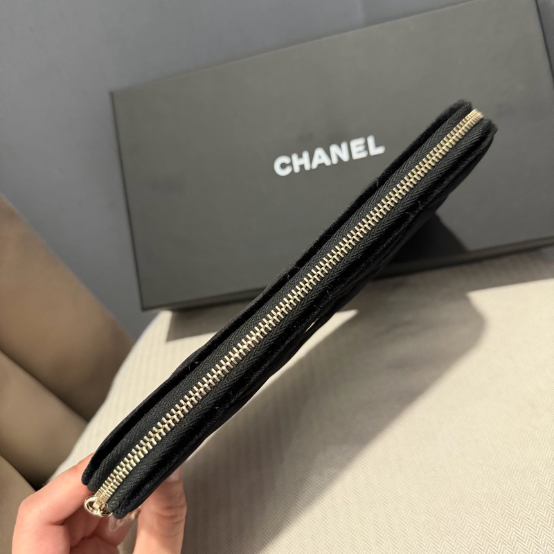 Chanel 香奈兒 絲絨 手拿包 黑-8