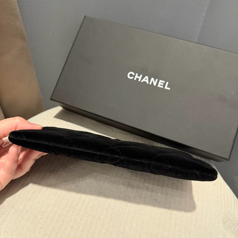 Chanel 香奈兒 絲絨 手拿包 黑-9
