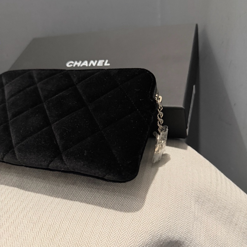 Chanel 香奈兒 絲絨 手拿包 黑-15