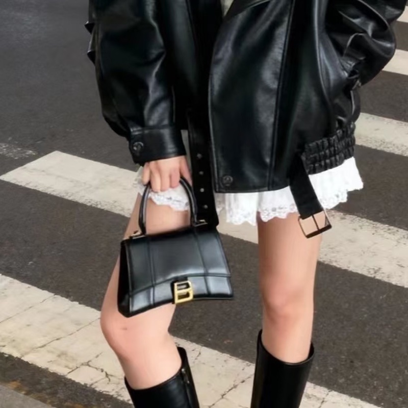 火爆款❤️‍🔥酷颯高級😎✨Balenciaga巴黎世家黑金光面牛皮xs沙漏包手提單肩包-2