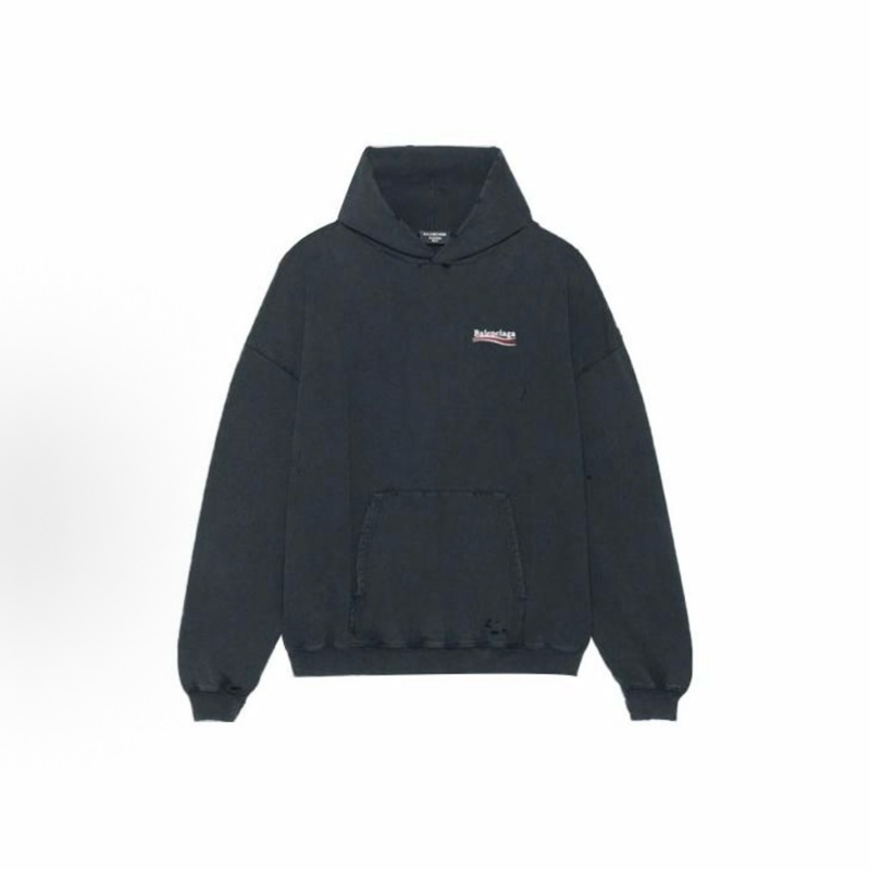 Balenciaga巴黎世家 純色Logo字母休閒連帽 衛衣 寬松版型 男女同款 黑色-0