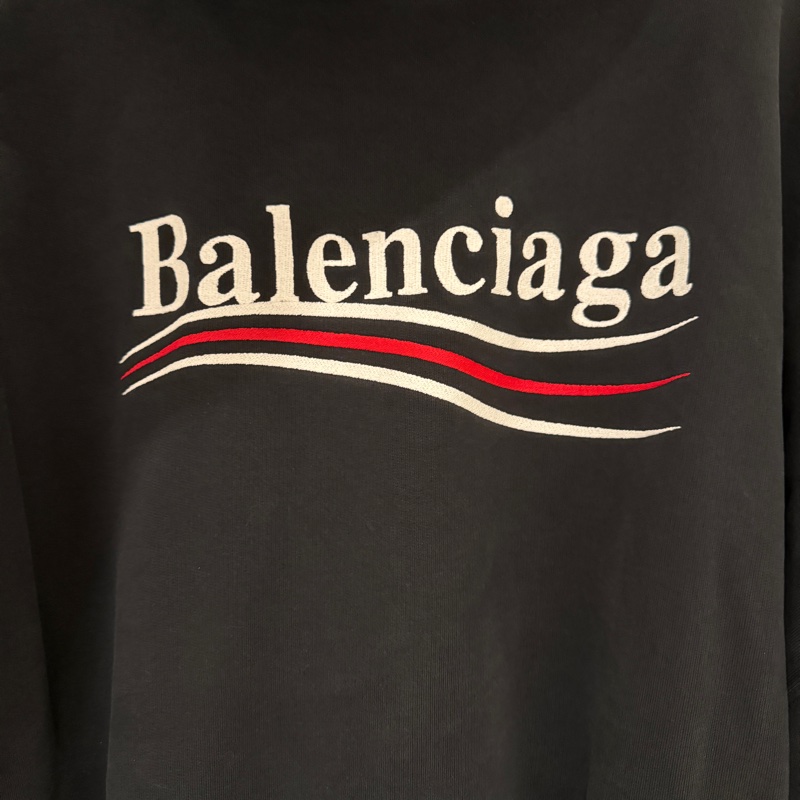 Balenciaga巴黎世家 純色Logo字母休閒連帽 衛衣 寬松版型 男女同款 黑色-3