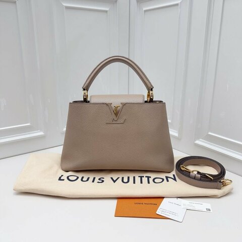 路易威登/Louis Vuitton Capucines 大象灰 Taurillon小牛皮 手提包