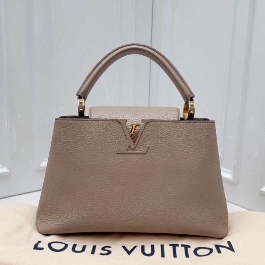 路易威登/Louis Vuitton Capucines 大象灰 Taurillon小牛皮 手提包-5