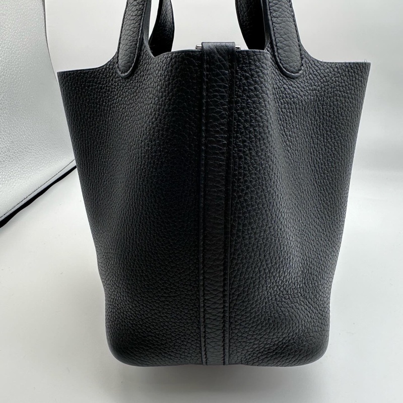 HERMES PICOTIN18菜籃子黑銀-1