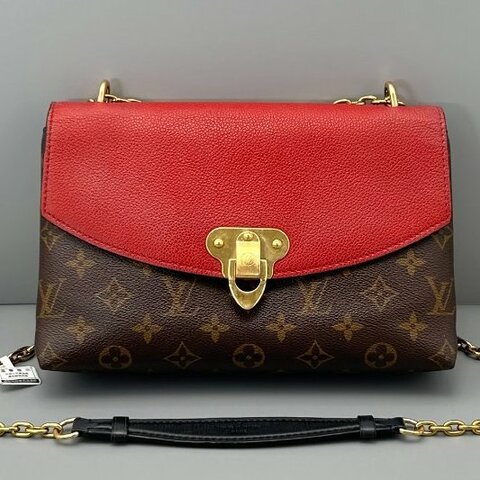 芯片款 路易威登/Louis Vuitton Saint鏈條包 老花拼紅