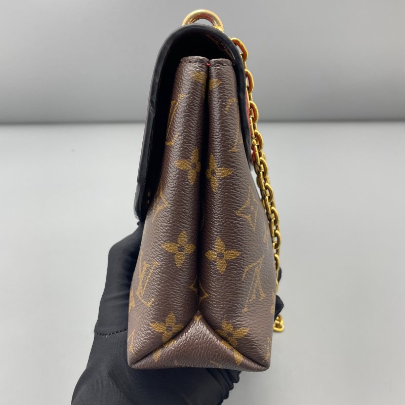 芯片款 路易威登/Louis Vuitton Saint鏈條包 老花拼紅-2