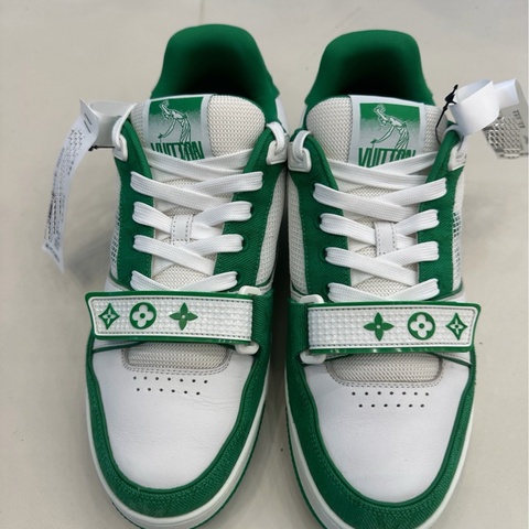 99新 很乾淨 Louis Vuitton LV Trainer 白綠魔術貼 41.5碼/7碼半