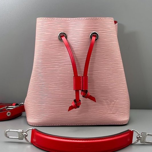 芯片款 路易威登/Louis Vuitton 水桶包bb粉色水波紋-5