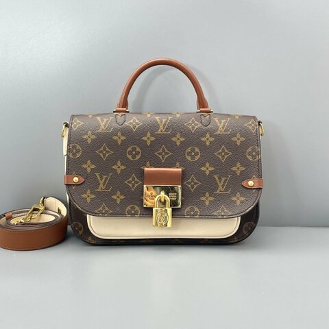路易威登/Louis Vuitton 鎖頭郵差包老花拼白