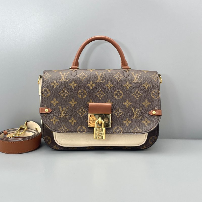 路易威登/Louis Vuitton 鎖頭郵差包老花拼白-0