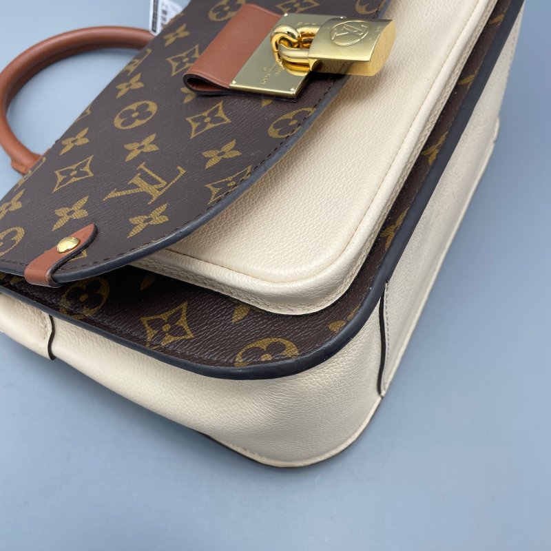 路易威登/Louis Vuitton 鎖頭郵差包老花拼白-3