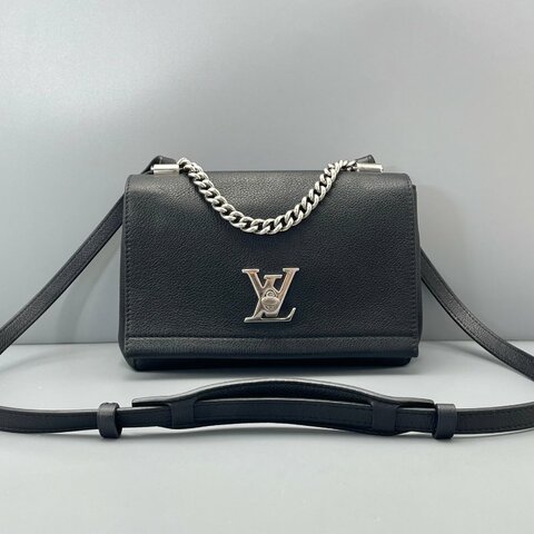 路易威登/Louis Vuitton Lockme 肩背斜背包 黑色小號