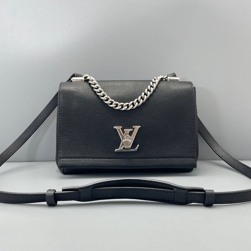路易威登/Louis Vuitton Lockme 肩背斜背包 黑色小號-0