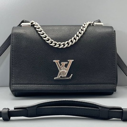 路易威登/Louis Vuitton Lockme 肩背斜背包 黑色小號-5