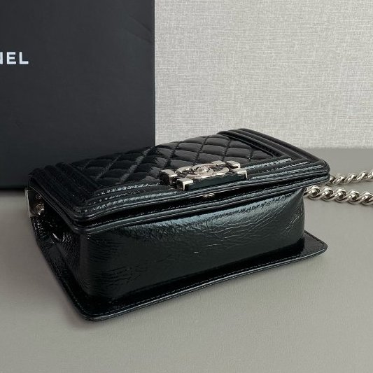 香奈兒/Chanel 黑銀油蠟皮leboy小號鏈條包-4
