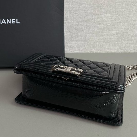 香奈兒/Chanel 黑銀油蠟皮leboy小號鏈條包-5
