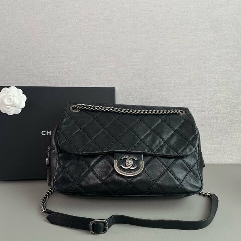 香奈兒/Chanel 黑銀愛丁堡流蘇鏈條包