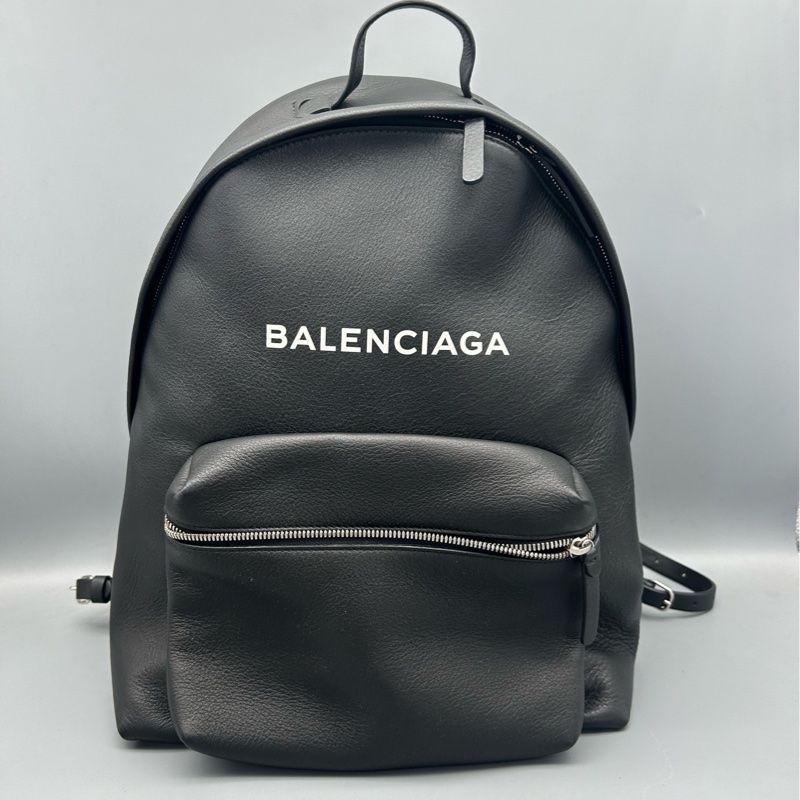 Balenciaga巴黎世家黑色牛皮雙肩包 經典字母款 全皮材質-0