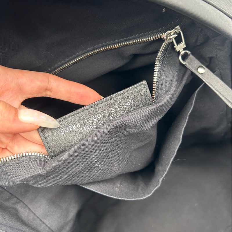 Balenciaga巴黎世家黑色牛皮雙肩包 經典字母款 全皮材質-6
