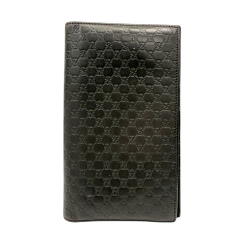 棕色 壓花牛皮 Long bifold 扣式長夾【GUCCI 古馳】 322210