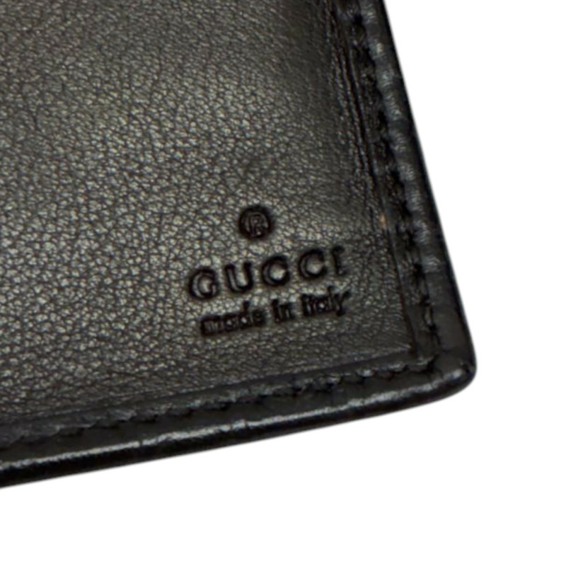 棕色 壓花牛皮 Long bifold 扣式長夾【GUCCI 古馳】 322210-4