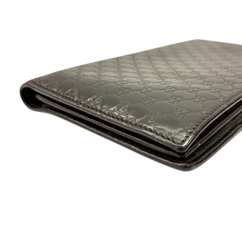 棕色 壓花牛皮 Long bifold 扣式長夾【GUCCI 古馳】 322210-7