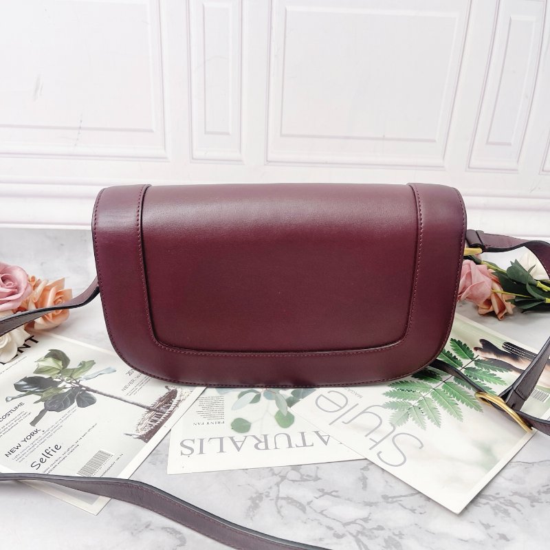 Valentino Supervee酒紅色肩背包牛皮 金色大V標誌扣 25×15×6cm 98新配件塵袋-7