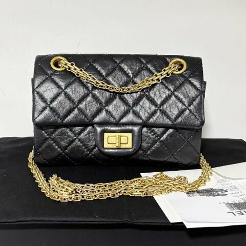 近新品 香奈兒/Chanel 黑金2.55大mini 芯片款