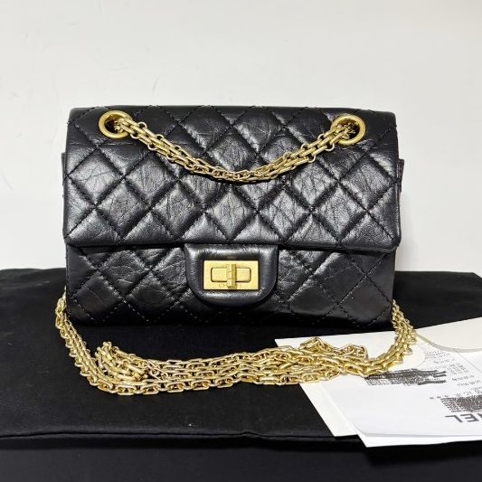近新品 香奈兒/Chanel 黑金2.55大mini 芯片款-0