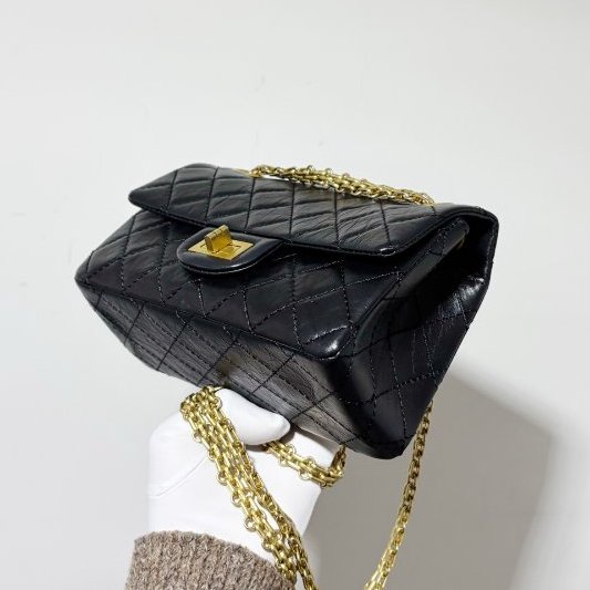 近新品 香奈兒/Chanel 黑金2.55大mini 芯片款-2