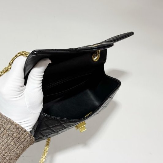 近新品 香奈兒/Chanel 黑金2.55大mini 芯片款-4