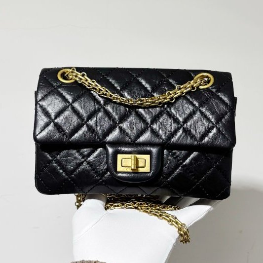近新品 香奈兒/Chanel 黑金2.55大mini 芯片款-5