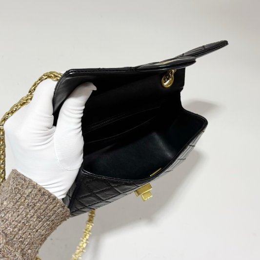 近新品 香奈兒/Chanel 黑金2.55大mini 芯片款-7