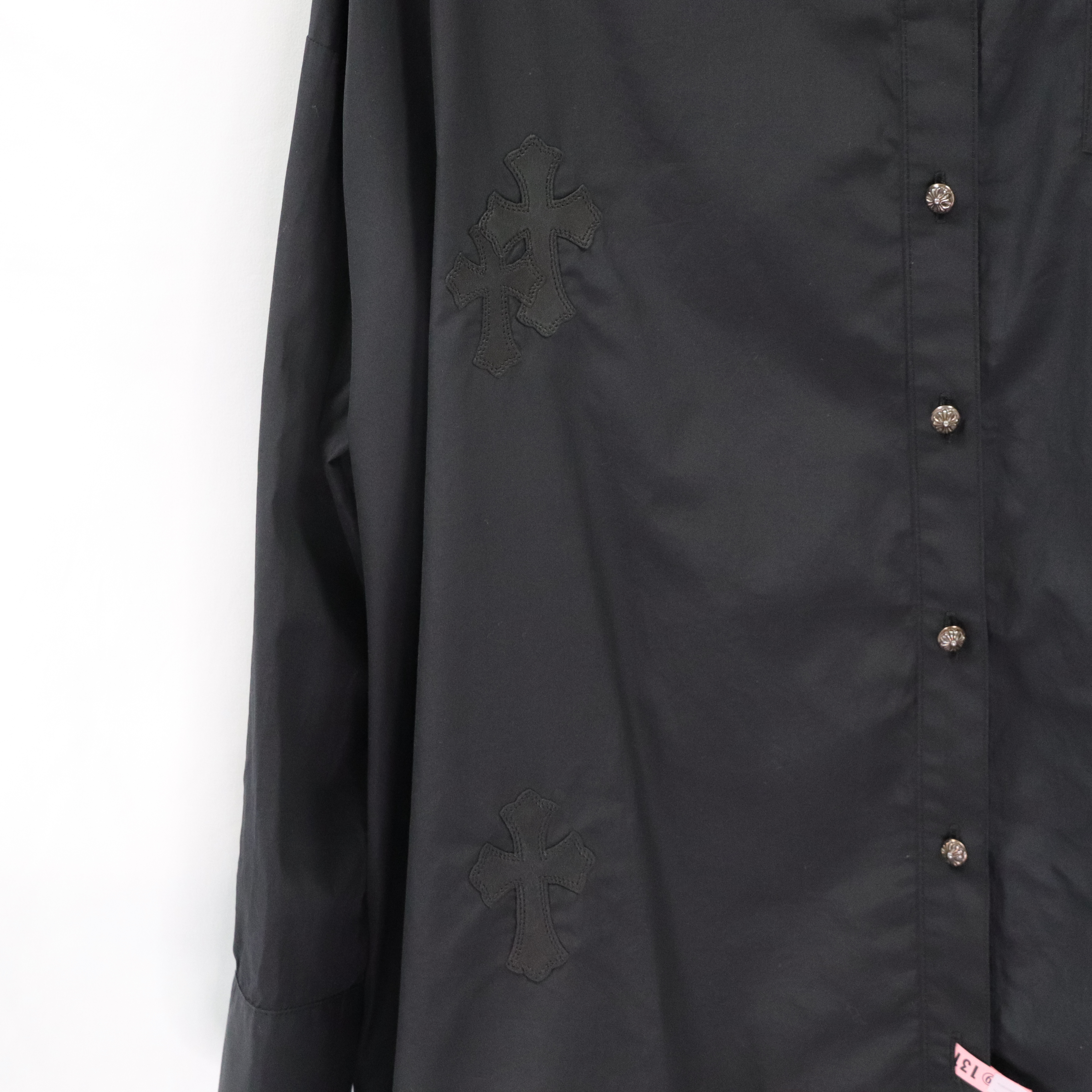 Chrome Hearts 克羅心 黑色 皮質貼繡 長袖 襯衫 (男女皆可)-3