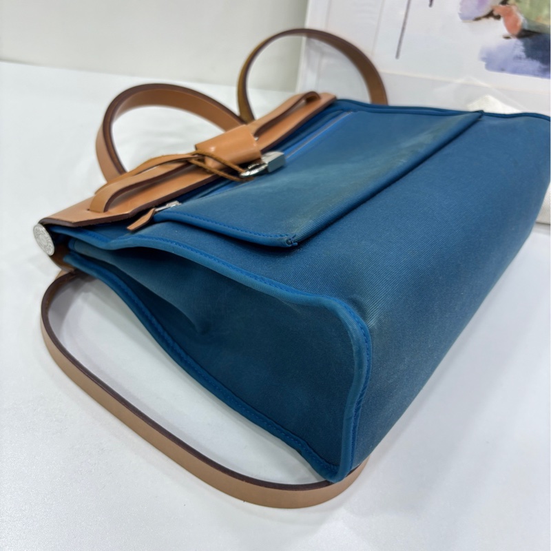 Hermes愛馬仕 Herbag Zip 31 Zip銀扣 帆布拼牛皮 肩斜背包 X刻 鎖具齊全，原始成色，包身有點髒-2