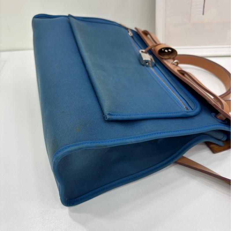 Hermes愛馬仕 Herbag Zip 31 Zip銀扣 帆布拼牛皮 肩斜背包 X刻 鎖具齊全，原始成色，包身有點髒-3