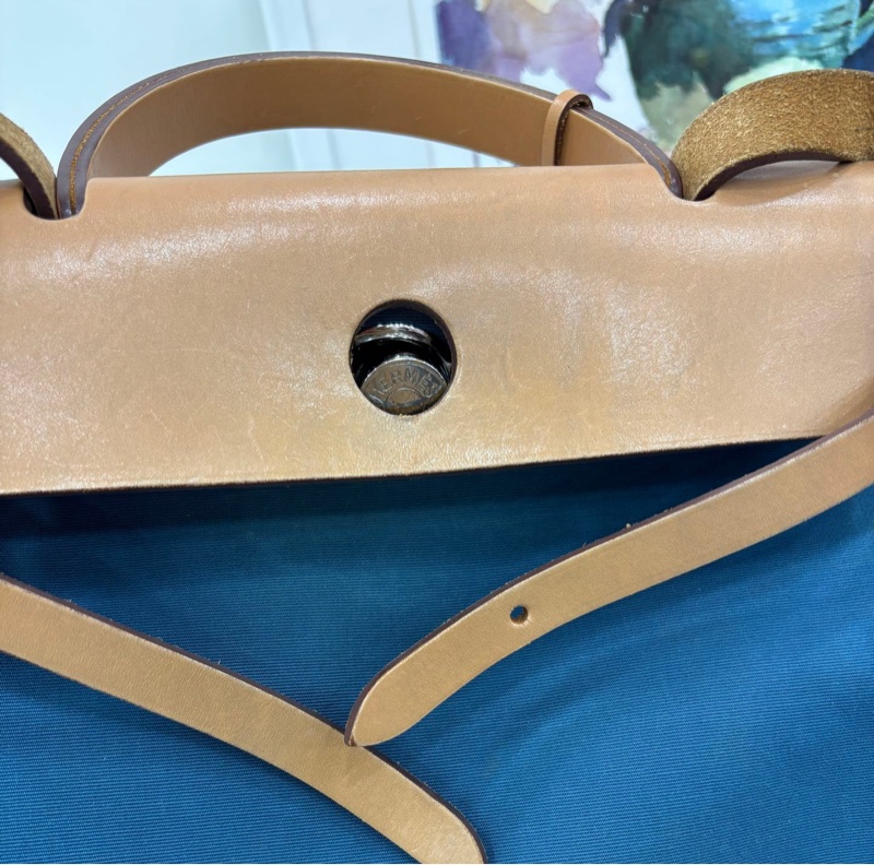Hermes愛馬仕 Herbag Zip 31 Zip銀扣 帆布拼牛皮 肩斜背包 X刻 鎖具齊全，原始成色，包身有點髒-5
