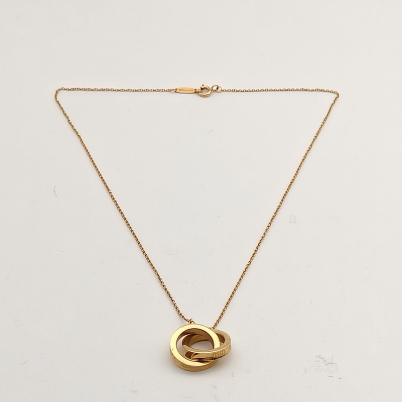 TIFFANY&CO 18K黃金1837系列雙環項鏈-4