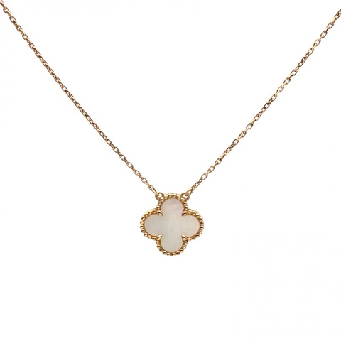 VAN CLEEF&ARPELS VintageAlhambra中號單花項鏈新扣18K黃金/白貝母