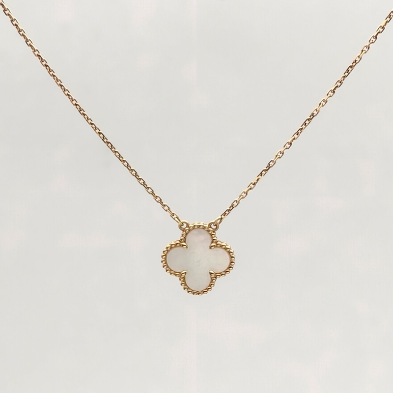 VAN CLEEF&ARPELS VintageAlhambra中號單花項鏈新扣18K黃金/白貝母-1