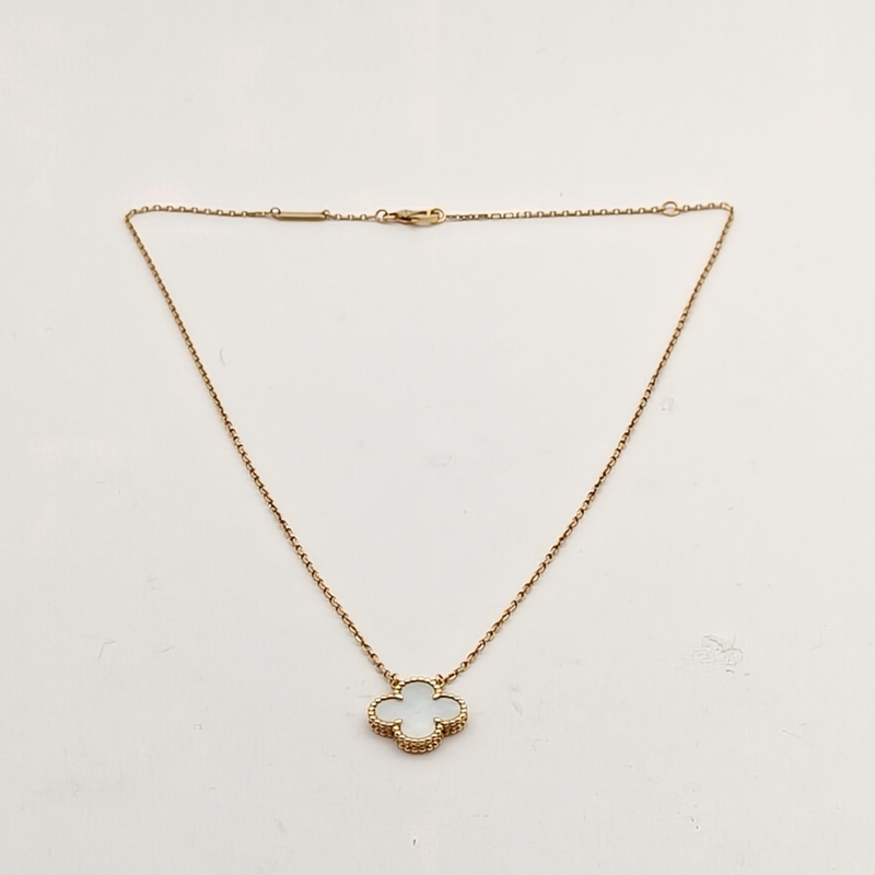 VAN CLEEF&ARPELS VintageAlhambra中號單花項鏈新扣18K黃金/白貝母-3
