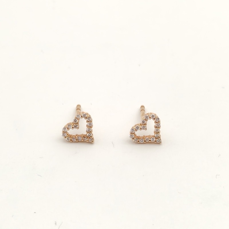 TIFFANY&CO 18K玫瑰金鑽石Tiffany18k滿鑽愛心耳釘-1