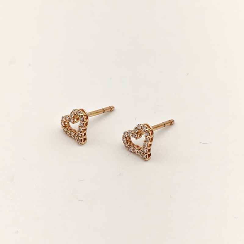 TIFFANY&CO 18K玫瑰金鑽石Tiffany18k滿鑽愛心耳釘-2