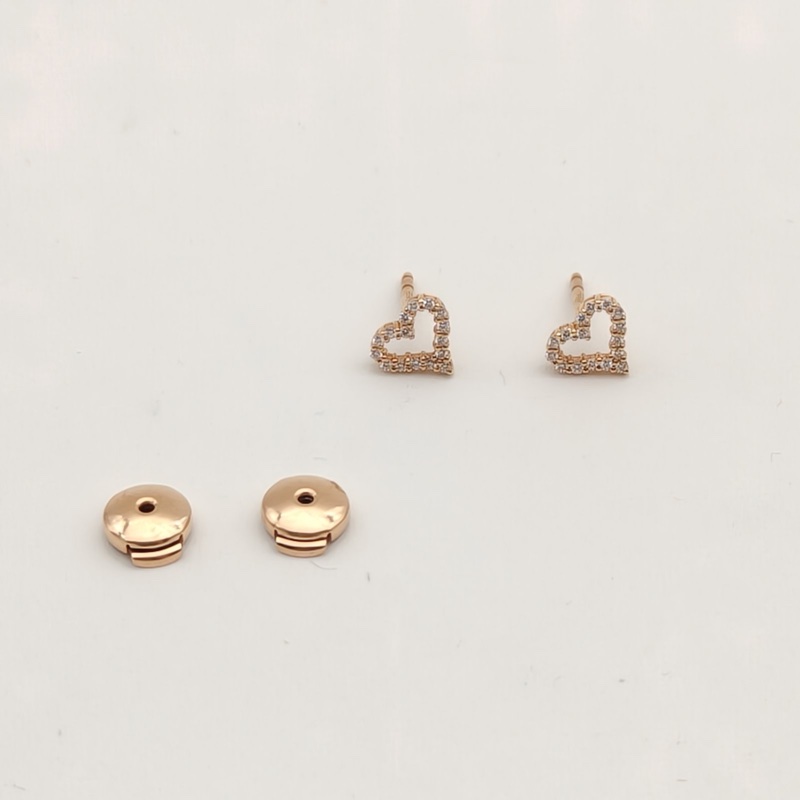 TIFFANY&CO 18K玫瑰金鑽石Tiffany18k滿鑽愛心耳釘-4
