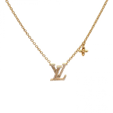 LOUIS VUITTON 合金lv水鑽項鏈
