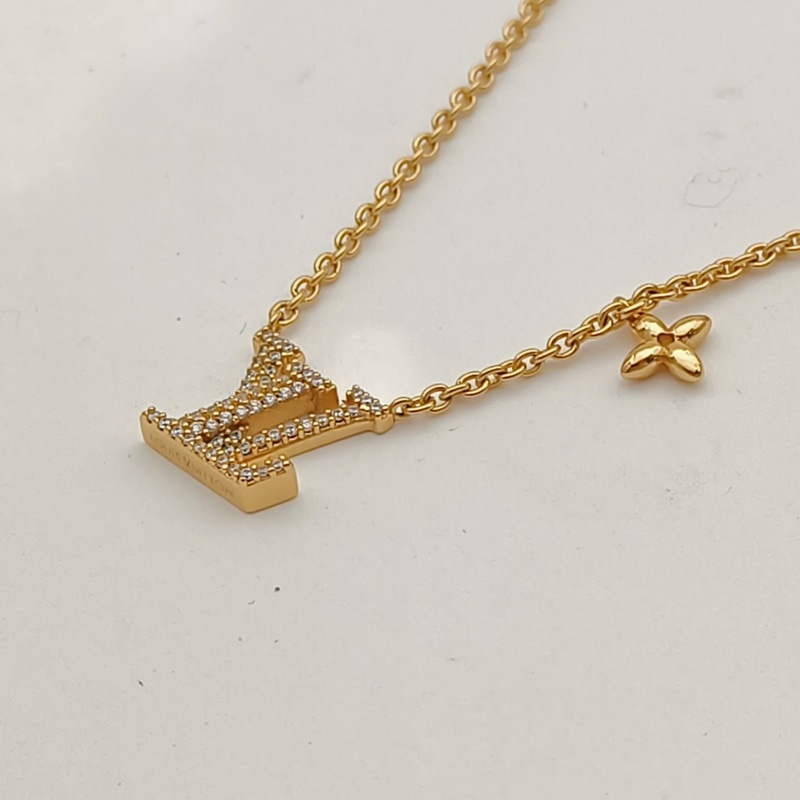 LOUIS VUITTON 合金lv水鑽項鏈-1